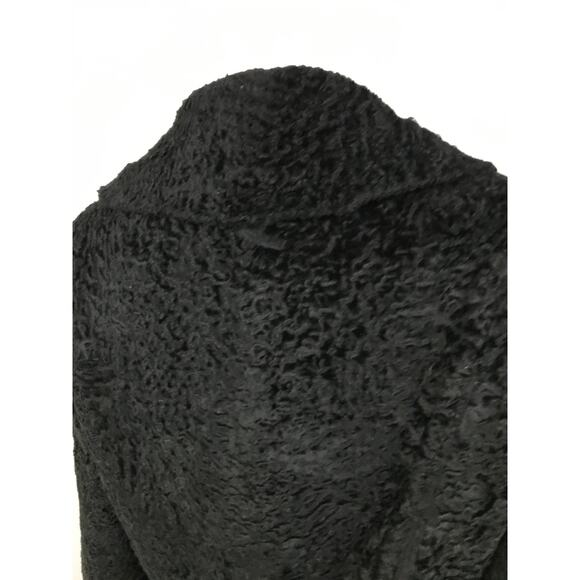 Vintage 1950s Black Fur Crop Coat Three Quarter Sleeves / Women’s XS - Picture 5 of 7